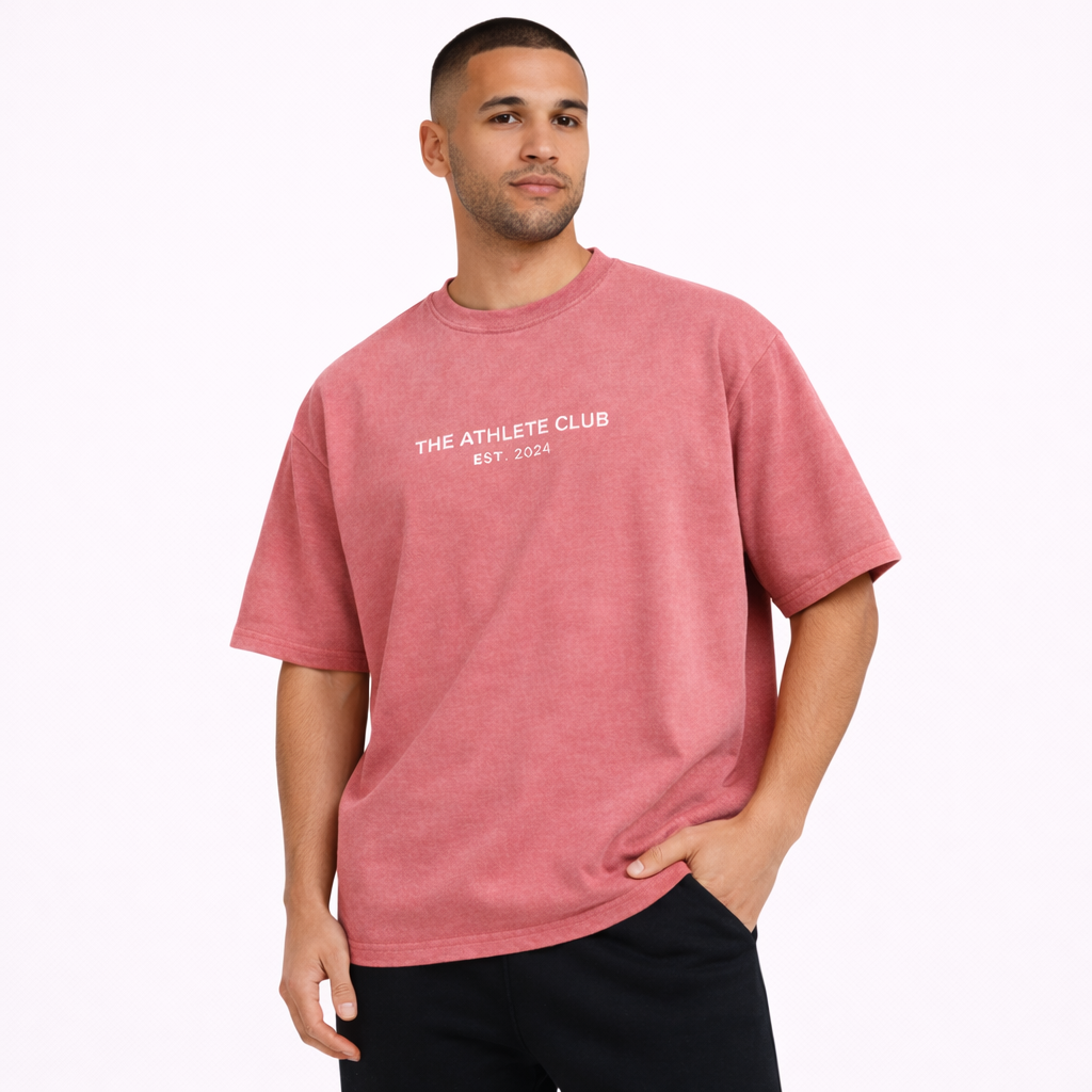 Club Essential Box Tee - Washed Pink/White