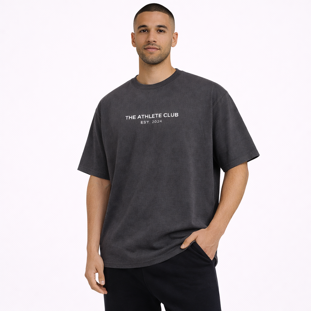 Club Essential Box Tee - Charcoal/White